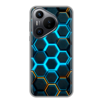 Силиконовый чехол на Huawei Pura 70 с принтом Неоновые соты