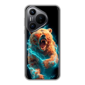 Силиконовый чехол на Huawei Pura 70 с принтом Медведь