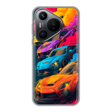Силиконовый чехол на Huawei Pura 70 с принтом Тачки