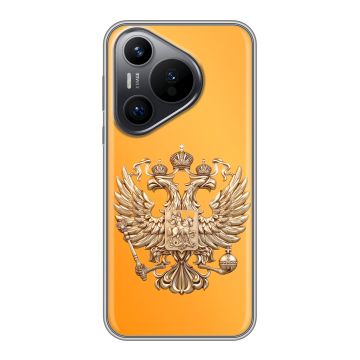 Силиконовый чехол на Huawei Pura 70 с принтом Герб Флаг России