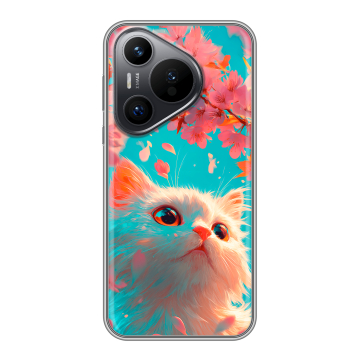 Силиконовый чехол на Huawei Pura 70 с принтом Красивый кот