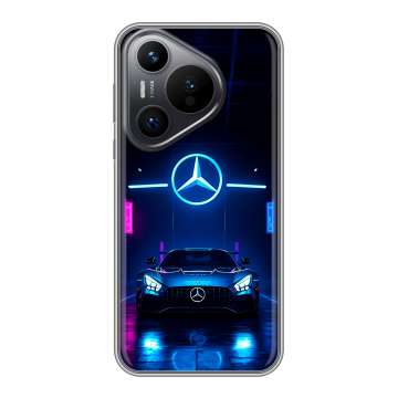 Силиконовый чехол на Huawei Pura 70 с принтом Mercedes Мерседес