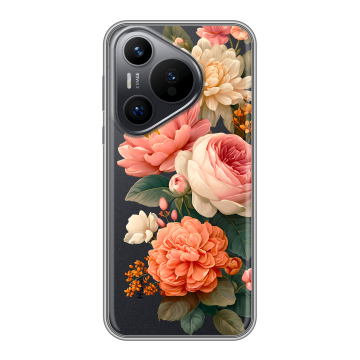 Силиконовый чехол на Huawei Pura 70 с принтом цветы