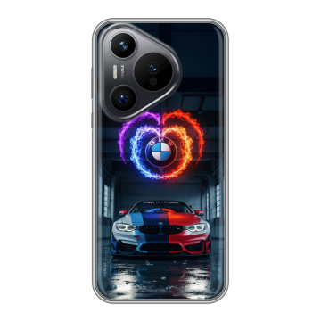Силиконовый чехол на Huawei Pura 70 с принтом BMW БМВ