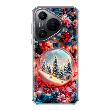 Силиконовый чехол на Huawei Pura 70 с принтом Новый год