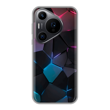 Силиконовый чехол на Huawei Pura 70 Pro с принтом Геометрия неона