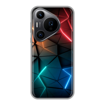 Силиконовый чехол на Huawei Pura 70 Pro с принтом Абстракция неон