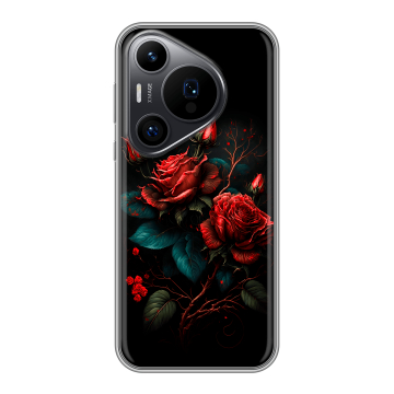 Силиконовый чехол на Huawei Pura 70 Pro с принтом Розы красные