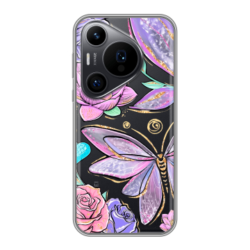 Силиконовый чехол на Huawei Pura 70 Pro с принтом Бабочки и цветы Силиконовый чехол на Huawei Pura 70 Pro с принтом Бабочки и цветы