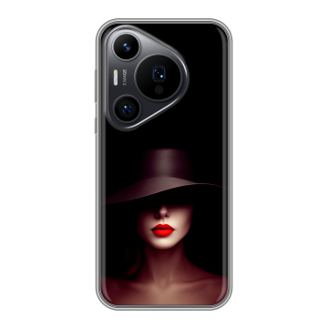 Силиконовый чехол на Huawei Pura 70 Pro с принтом Девушка в шляпе Силиконовый чехол на Huawei Pura 70 Pro с принтом Девушка в шляпе