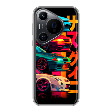 Силиконовый чехол на Huawei Pura 70 Pro с принтом Гоночные машины Силиконовый чехол на Huawei Pura 70 Pro с принтом Гоночные машины