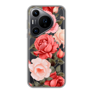 Силиконовый чехол на Huawei Pura 70 Pro с принтом Розы Силиконовый чехол на Huawei Pura 70 Pro с принтом Розы