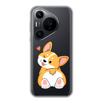 Силиконовый чехол на Huawei Pura 70 Pro с принтом Корги Силиконовый чехол на Huawei Pura 70 Pro с принтом Корги