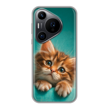 Силиконовый чехол на Huawei Pura 70 Pro с принтом котенок Силиконовый чехол на Huawei Pura 70 Pro с принтом котенок