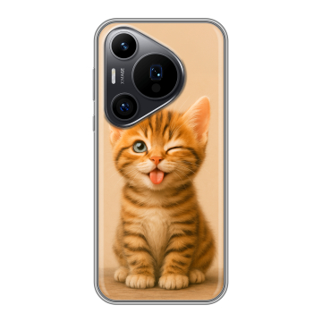 Силиконовый чехол на Huawei Pura 70 Pro с принтом котенок Силиконовый чехол на Huawei Pura 70 Pro с принтом котенок