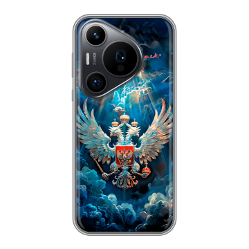 Силиконовый чехол на Huawei Pura 70 Pro с принтом Герб флаг России Силиконовый чехол на Huawei Pura 70 Pro с принтом Герб флаг России