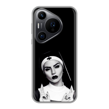 Силиконовый чехол на Huawei Pura 70 Pro с принтом монашка Силиконовый чехол на Huawei Pura 70 Pro с принтом монашка