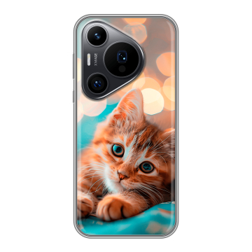 Силиконовый чехол на Huawei Pura 70 Pro с принтом котик Силиконовый чехол на Huawei Pura 70 Pro с принтом котик