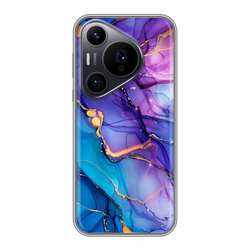 Силиконовый чехол на Huawei Pura 70 Pro с принтом синий мрамор Силиконовый чехол на Huawei Pura 70 Pro с принтом синий мрамор
