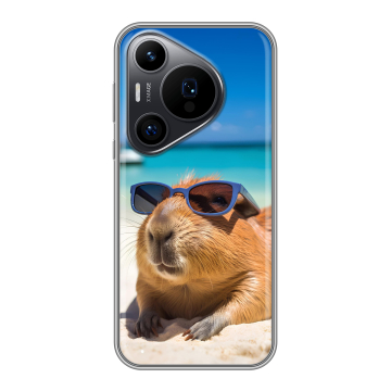 Силиконовый чехол на Huawei Pura 70 Pro с принтом Капибара