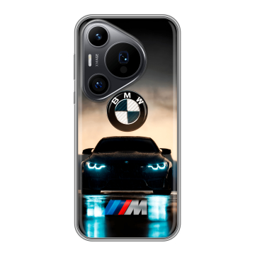 Силиконовый чехол на Huawei Pura 70 Pro с принтом БМВ BMW Силиконовый чехол на Huawei Pura 70 Pro с принтом БМВ BMW