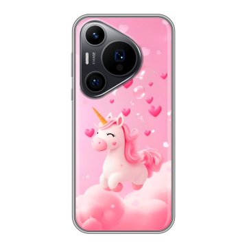 Силиконовый чехол на Huawei Pura 70 Pro с принтом Единорог
