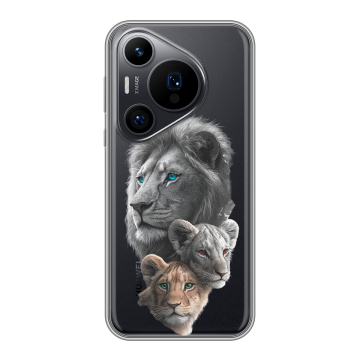 Силиконовый чехол на Huawei Pura 70 Pro с принтом Львы