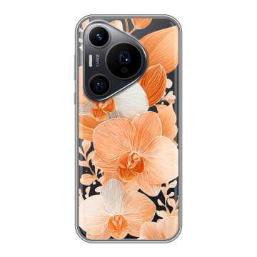 Силиконовый чехол на Huawei Pura 70 Pro с принтом Бежевые цветы