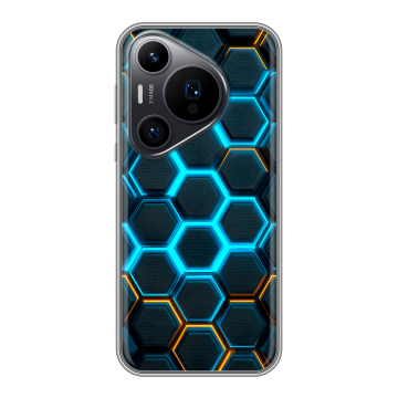 Силиконовый чехол на Huawei Pura 70 Pro с принтом Неоновые соты