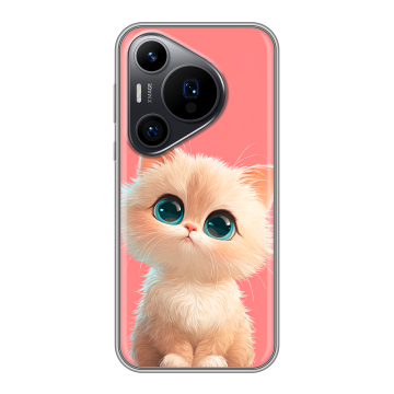 Силиконовый чехол на Huawei Pura 70 Pro с принтом Розовый котенок