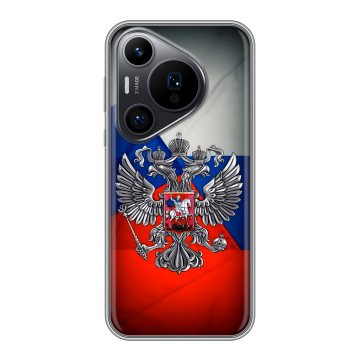 Силиконовый чехол на Huawei Pura 70 Pro с принтом Флаг России