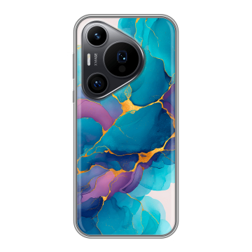Силиконовый чехол на Huawei Pura 70 Pro с принтом Мрамор блестки