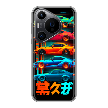 Силиконовый чехол на Huawei Pura 70 Pro с принтом машины тачки