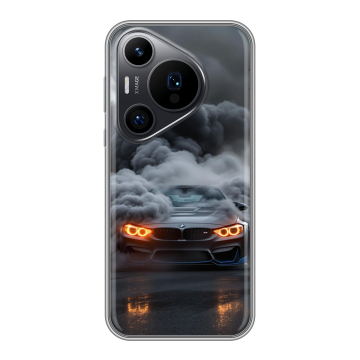 Силиконовый чехол на Huawei Pura 70 Pro с принтом BMW БМВ Силиконовый чехол на Huawei Pura 70 Pro с принтом BMW БМВ