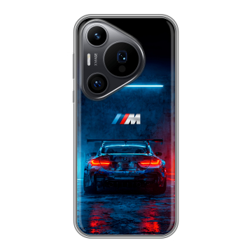 Силиконовый чехол на Huawei Pura 70 Pro с принтом BMW БМВ Силиконовый чехол на Huawei Pura 70 Pro с принтом BMW БМВ