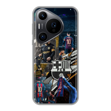 Силиконовый чехол на Huawei Pura 70 Pro с принтом Messi Barcelona