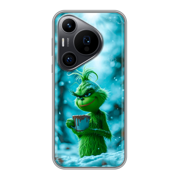 Силиконовый чехол на Huawei Pura 70 Pro с принтом Новый год гринч
