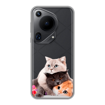 Силиконовый чехол на Huawei Pura 70 Ultra с принтом Кошки