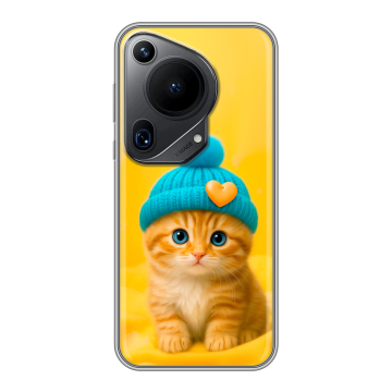 Силиконовый чехол на Huawei Pura 70 Ultra с принтом Котенок в шапке