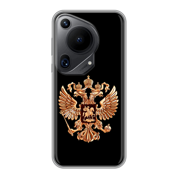 Силиконовый чехол на Huawei Pura 70 Ultra с принтом Герб России золотой