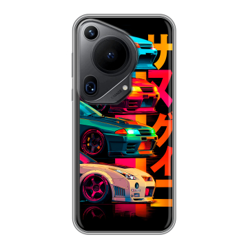 Силиконовый чехол на Huawei Pura 70 Ultra с принтом Гоночные машины