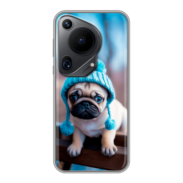 Силиконовый чехол на Huawei Pura 70 Ultra с принтом Мопс в шапке