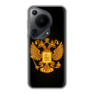 Силиконовый чехол на Huawei Pura 70 Ultra с принтом Герб России желтый