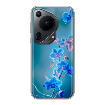 Силиконовый чехол на Huawei Pura 70 Ultra с принтом Голубые цветы