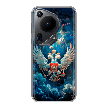 Силиконовый чехол на Huawei Pura 70 Ultra с принтом Герб флаг России