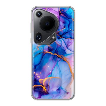 Силиконовый чехол на Huawei Pura 70 Ultra с принтом синий мрамор