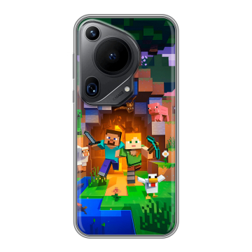 Силиконовый чехол на Huawei Pura 70 Ultra с принтом Майнкрафт Minecraft