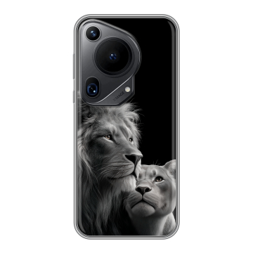 Силиконовый чехол на Huawei Pura 70 Ultra с принтом Лев кошки