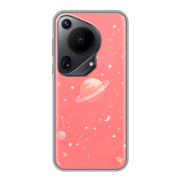 Силиконовый чехол на Huawei Pura 70 Ultra с принтом Розовый космос
