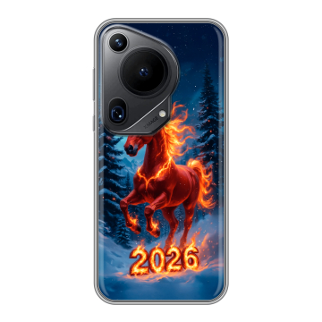 Силиконовый чехол на Huawei Pura 70 Ultra с принтом Новый год коня